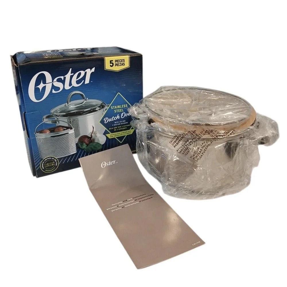 Oster 5pc Stainless Steel Dutch Oven with Lid & 3 Section Dividers CW-1620‎ NOB